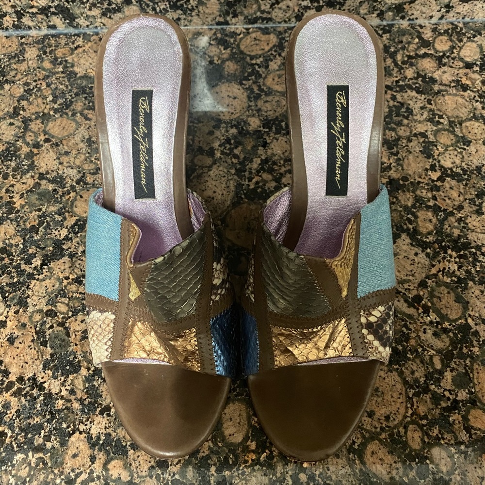 Beverly Feldman Mixed Media Mules Size 8.5M